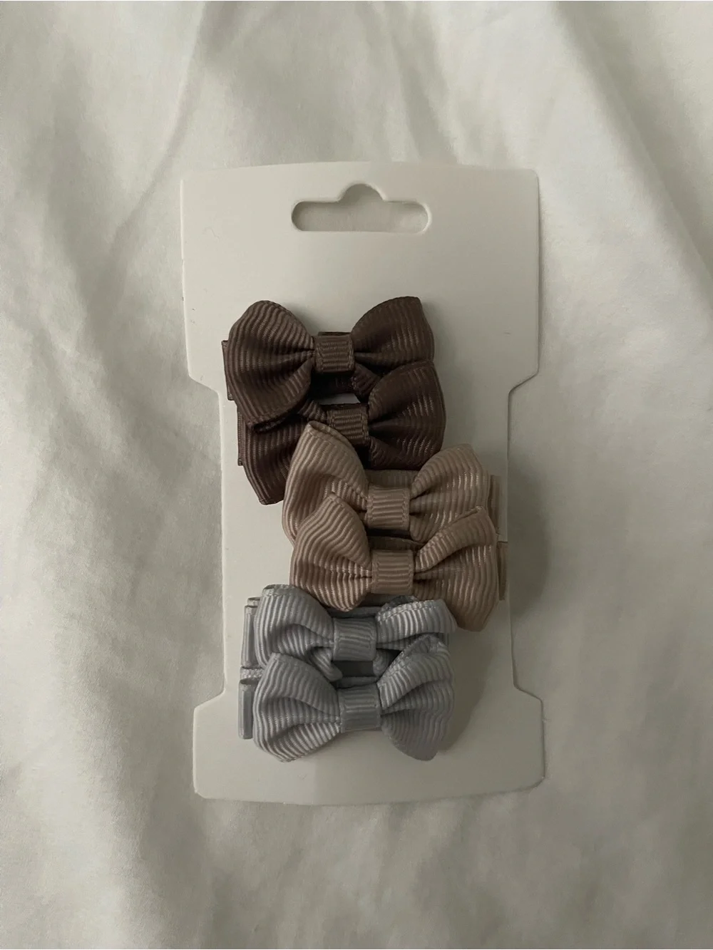 Set of 6 Kids Bow Hair Clips - Brown, Beige, Gray